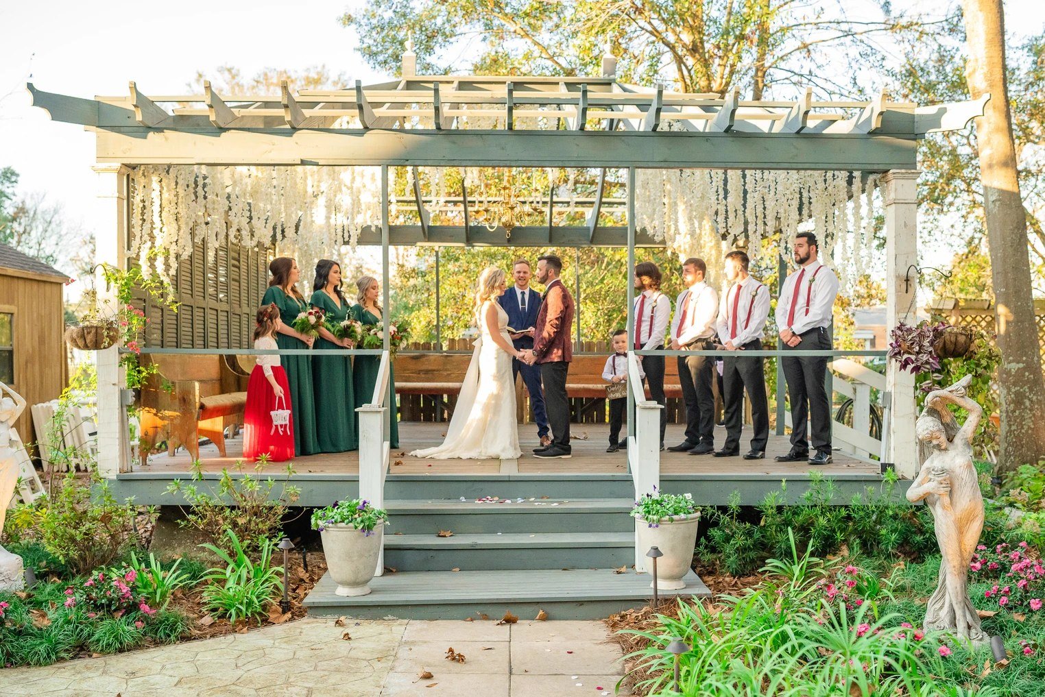 Garden ceremony at the pergola