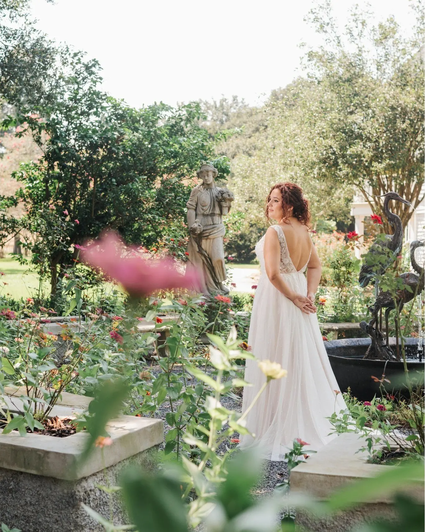 Bride in the garden at Chatsworth Plantation